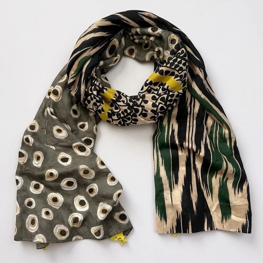 Maliparmi Women's Abstract Print Scarf Silk Mixed‎ Print Merino Wool
